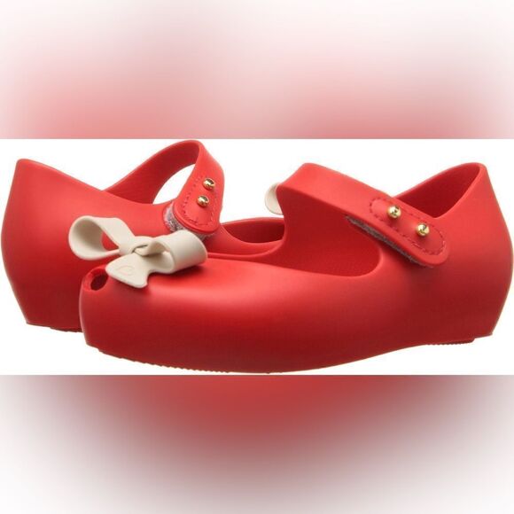 Mini Melissa Red Mary Jane’s with Bow Detail size 7 - Picture 9 of 10
